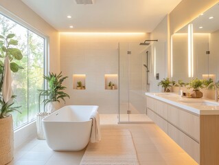 Modern Luxurious Bathroom Design With Freestanding Tub