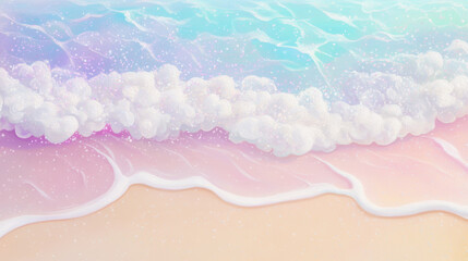 Fototapeta premium Pastel Beach with Sparkling Waves