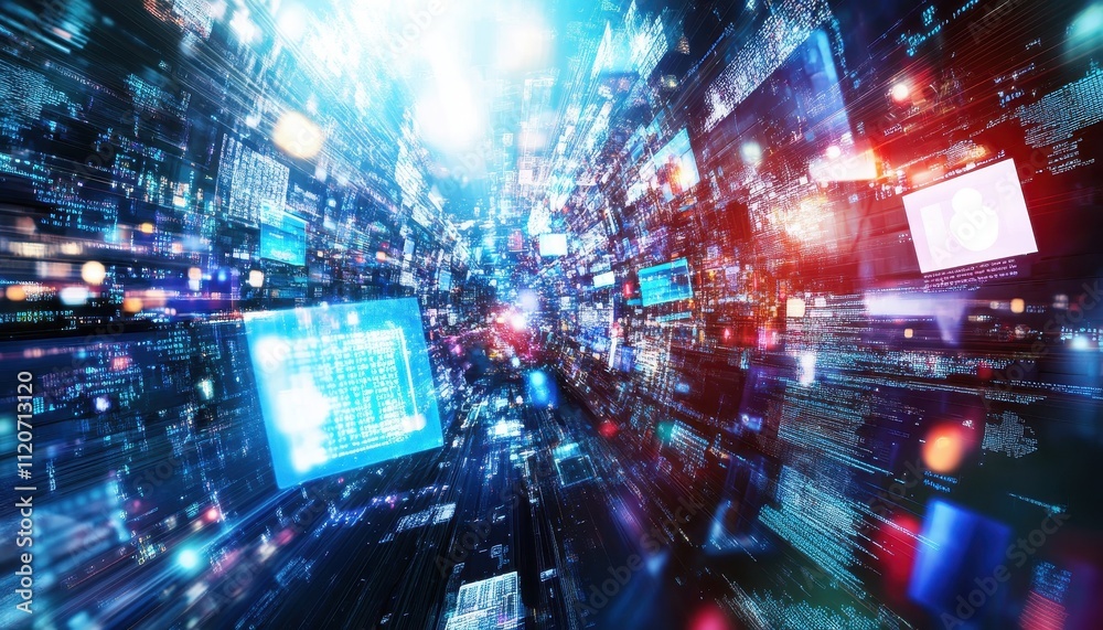 Aufkleber digital data streams flowing through cyberspace