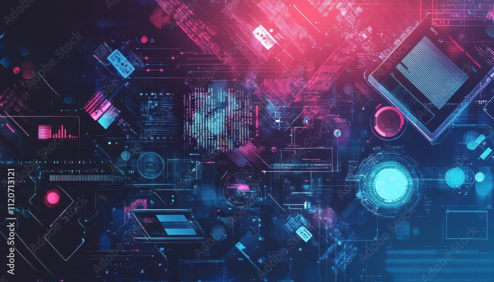 Poster abstract digital futuristic technology interface design