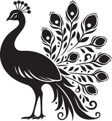 Peacock vector illustration, Peacock silhouette vector illustration
