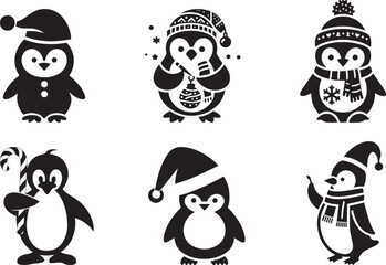 Christmas-style penguin vector illustration, Cute penguin