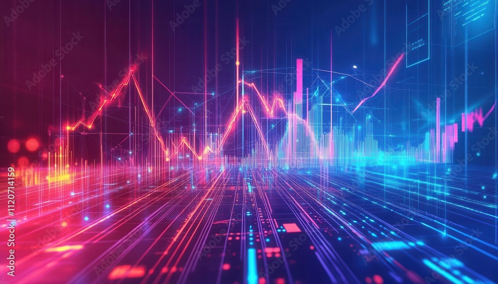 Aufkleber abstract digital data visualization showing financial market trends