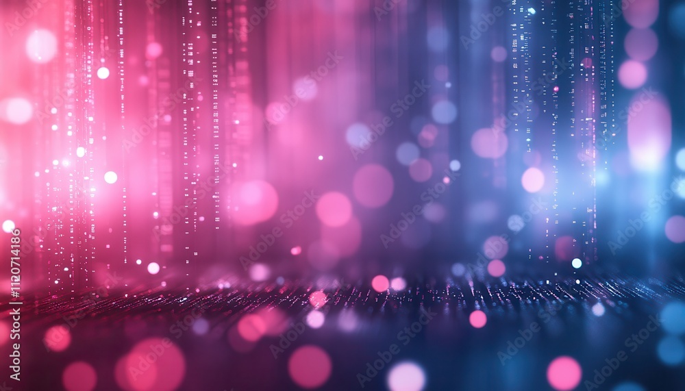 Poster abstract pink and blue digital data stream background
