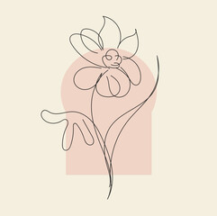 Hand drawn flat design simple flower outline