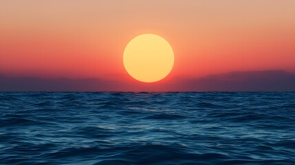 A Majestic Sunset Over the Ocean, Infusing Calmness and Serenity into the Evening Sky's Palette. Stress Awareness Day Concept