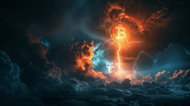 A stormy backdrop as a lightning rod rises showcasing how blockchain is shaking up traditional systems