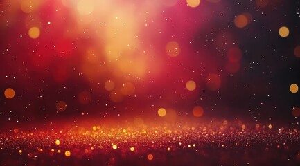 Mesmerizing Dark Red and Gold Glitter Abstract Background with Shimmering Bokeh Textures