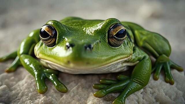 green frog olated closeup video toad amphibian animal nobody biology body brown camouflage close colours colourful concept cute detail ecology environment eye  
