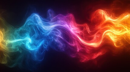 Fototapeta premium Abstract colorful smoke wave on black background.