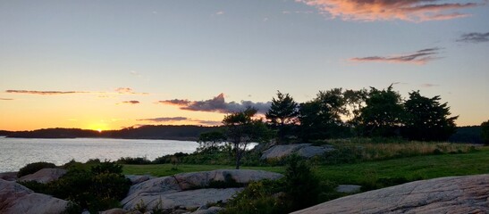 sunset over the river