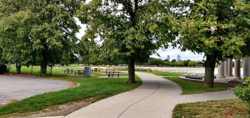 Walking path near Carson Beach in South Boston, Massachusetts, USA