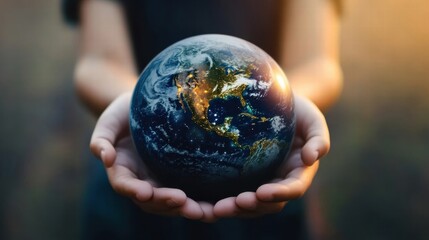 Child Holding Earth Globe, Protecting Our Planet