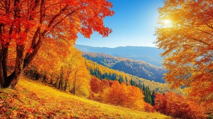 Naklejka premium Autumn Mountain Landscape