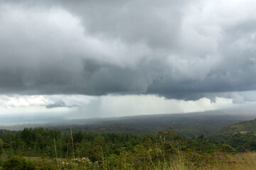 View of a rain storm from a mountain top