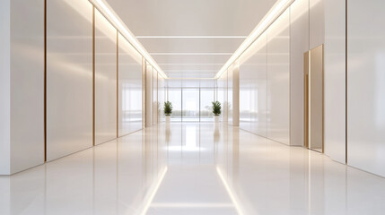 Fototapeta premium Modern White Corridor with Natural Light