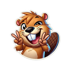 웃으면서 브이 하는 비버