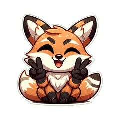 웃으면서 브이 하는 여우