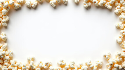 Popcorn Border on White Background - Perfect for Movie Night Promotions and Snack-Themed Designs