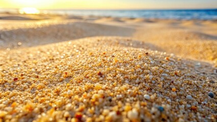 Obraz premium Closeup of sand grains at a beach or desert, sand, texture, closeup, macro, granules, sunny, dry, landscape, nature, tranquil, background