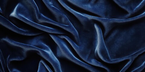 Obraz premium A close-up of dark blue velvet fabric, showcasing its soft texture and elegant draping.
