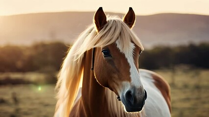 palomino tland pony equus caballus years old horse closeup video alert animal attentive beige breed brown creature cut out domestic farm front view indoor olated white looking mammal mane nature - Powered by Adobe