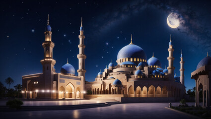 Obraz premium A beautifully lit historic mosque