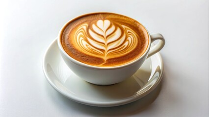Latte coffee with foam art isolated on background, latte, coffee, beverage, drink, cappuccino, espresso, froth, foam
