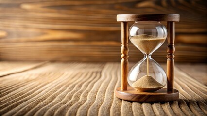 Wooden hourglass with flowing sand, hourglass, sand, wood, time, countdown, ancient, vintage, symbol, passing, measurement