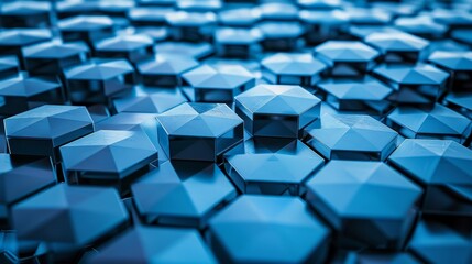 Obraz premium A web of interlocking hexagons symbolizing the interconnected nature of blockchain networks and their immutability.