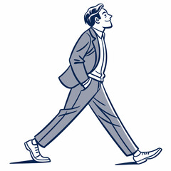 A cool business man walk with a nice suit for your presentation design or motivation