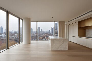 Modern minimalist apartment interior design urban city photography contemporary aesthetic high-viewpoint luxury living