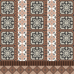 Art Abstract with Pixel Art Designs. Traditional Cross Stitch needlework. Geometric Ethnic Pattern, Embroidery, Textile Ornamental, Fabric, Hand Stitch Pattern, Cultural Stitching Pixel Art