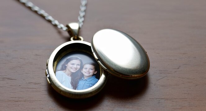 A plain oval locket with a photo hidden inside for sentimental value