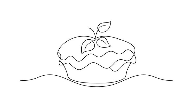 Apple pie Continuous line draw Full length single line animation.