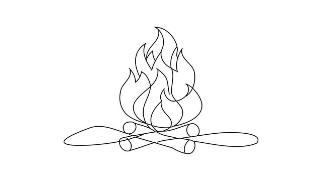 Firewood Continuous line draw Full length single line animation