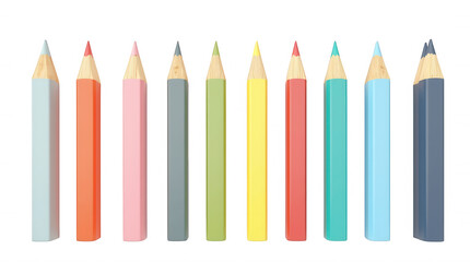 Colorful Pencil Illustration on Transparent Background for Creative Design Projects