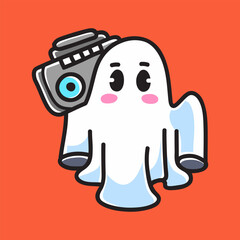 Cute Rapper Ghost Vector Cartoon Illustration. Scary Icon Concept Isolated Premium Vector. Flat Cartoon Concept. Cute Doodle Cartoon Illustration Style. Suitable for Any Project