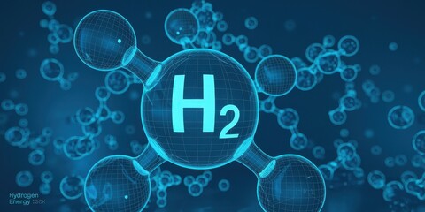 Obraz premium Exploring the Future of Hydrogen Energy: A Molecular Masterpiece