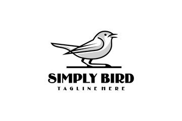 Outline Beautiful Bird Animal Logotype Design Silhoutte
