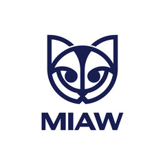 Miaw Kitty Cat Head Logo Monoline Luxury.