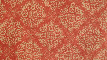 Red and Beige Damask Pattern Texture Background