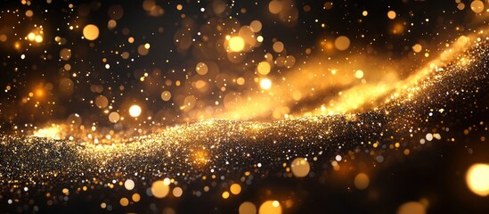 Obraz premium Abstract background with golden glitter and bokeh lights.