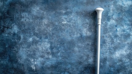 Cane against textured blue wall, simple elegance and minimalist design