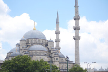 Enjoy a Stunning View of Historic Mosque Domes and Majestic Minarets Against the Sky in istanbul 