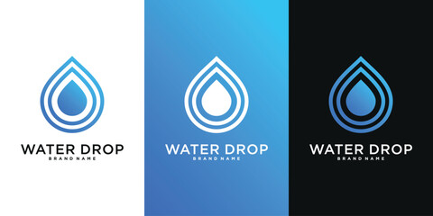 Water drop logo design. Aqua natural dropplet icon. Premium Vector