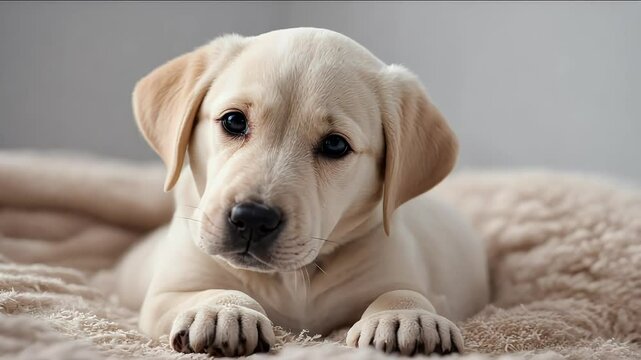 labrador puppy eks old front white olated pet video dog adorable animal es beige breed brown canino creature cut out cute domestic view full length indoor looking 
