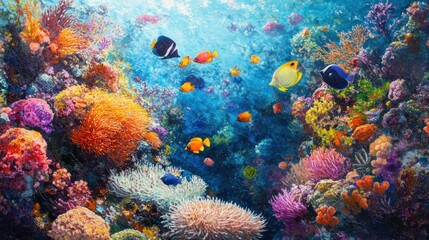 Fototapeta premium Vibrant Underwater Paradise: A Coral Reef Ecosystem