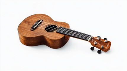 Soprano ukulele isolated on white background.