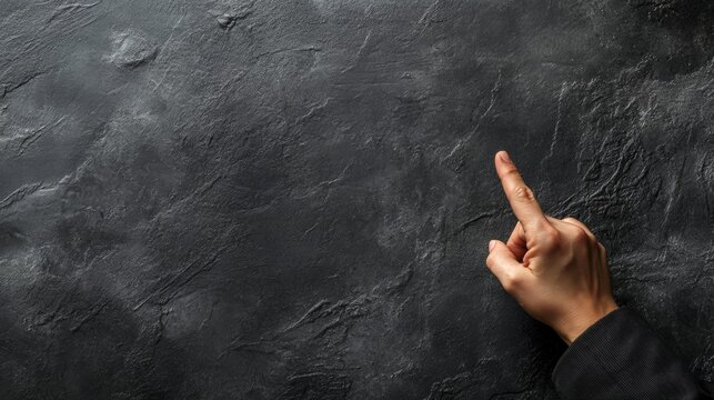 Gesture of defiance highlighted on a textured dark background